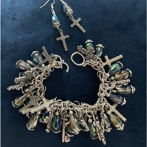 Beautiful charm bracelet with matching earrings bracelet is 7 inches long